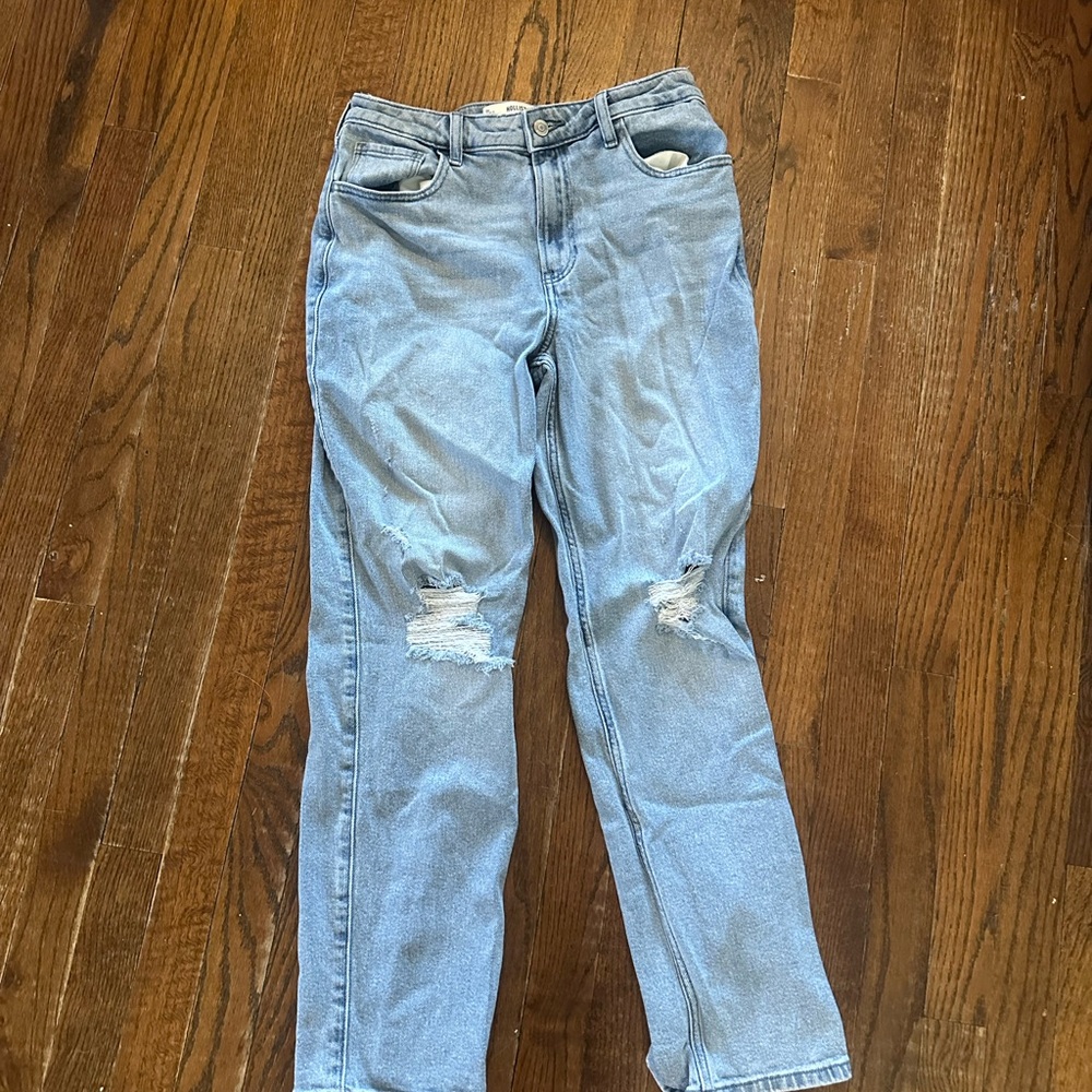 Women's Light Blue Distressed Jeans